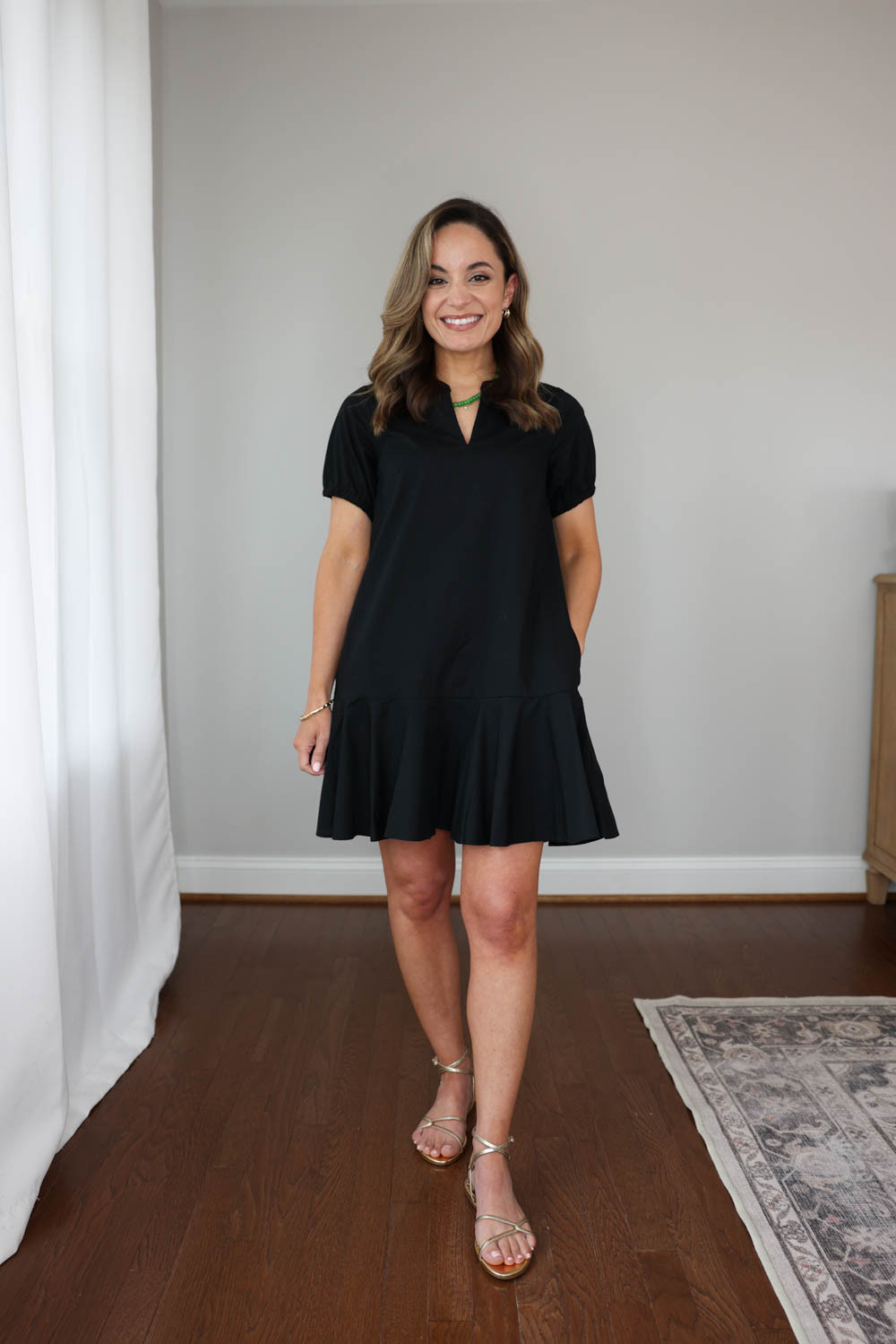 Three petite-friendly spring dresses with sleeves! 

Black Dress (J.Crew Factory): Petite XXS/00
Sandals (Sam Edelman): true to size 

My measurements for comparison: I'm 4'10" and 105lbs. My measurements are 32", 24", 36". I have a 25" inseam to my ankle bone and typically wear petite 00/xxs/24.  

 #LTKPetite