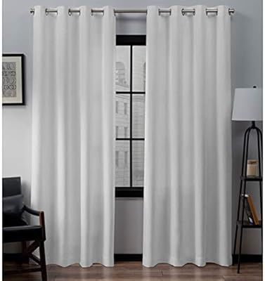 Exclusive Home Curtains Loha Linen Grommet Top Curtain Panel Pair, 52x84, Winter White | Amazon (US)