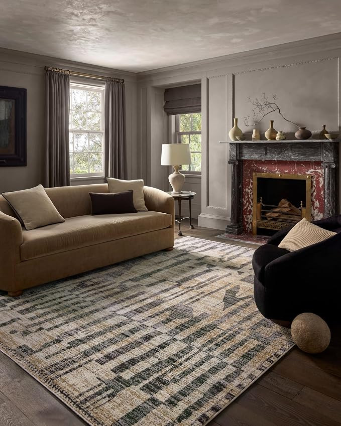 Loloi Jeremiah Brent Bleecker Collection BLE-03 Beige/Stone 7'-10" x 10' Area Rug | Amazon (US)