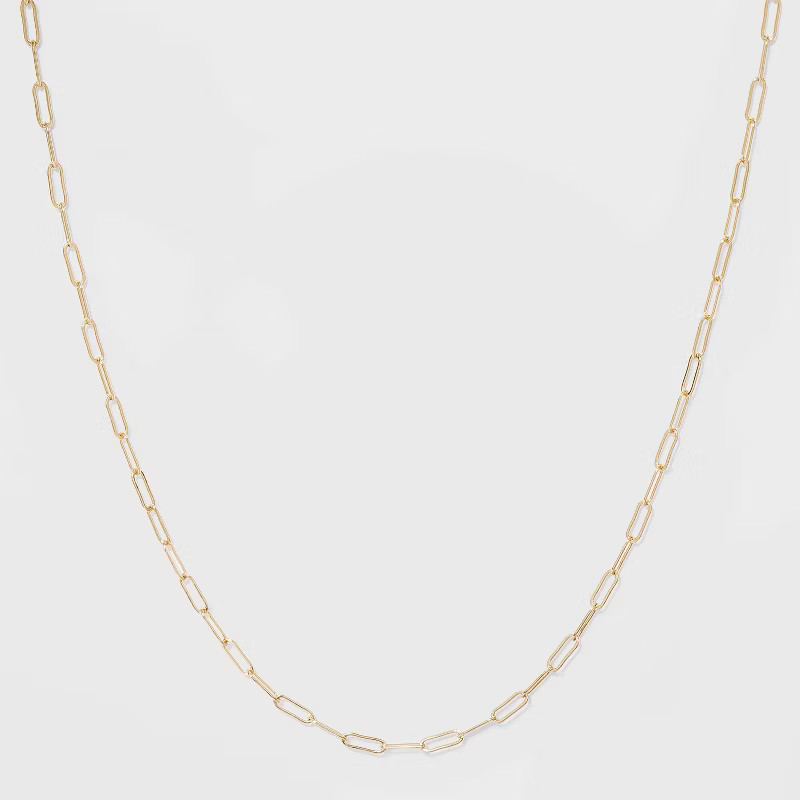 Paper Clip Chain Short Necklace - A New Day™ Gold | Target