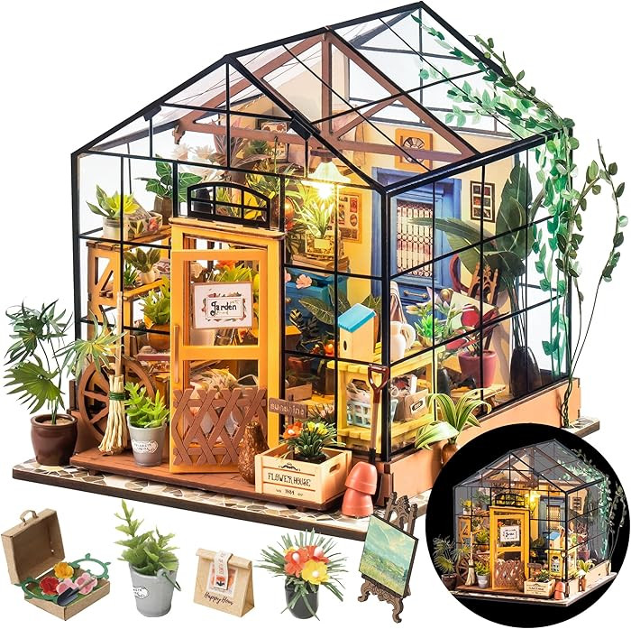 Rolife DIY Miniature Greenhouse Kit, Tiny/Mini House Making Kit with Furniture for Adults, Furnit... | Amazon (US)