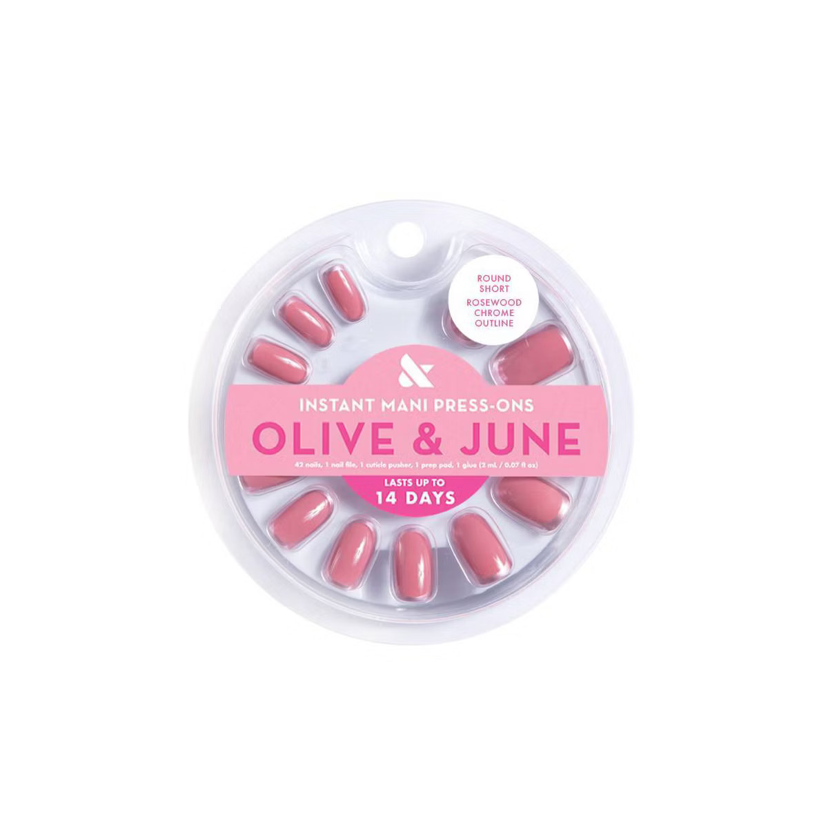 Olive & June Press-On Fake Nails - XS Round - Glossy Tip Tawny French - 42ct | Target