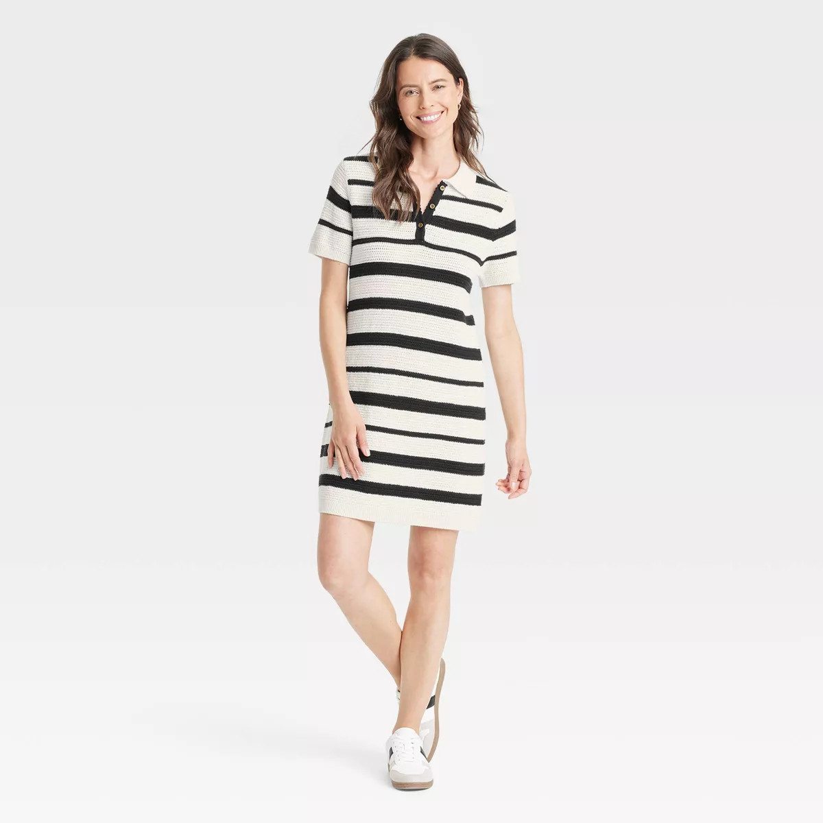 Women's Short Sleeve Mini T-Shirt Dress - Universal Thread™ Cream/Black Striped | Target
