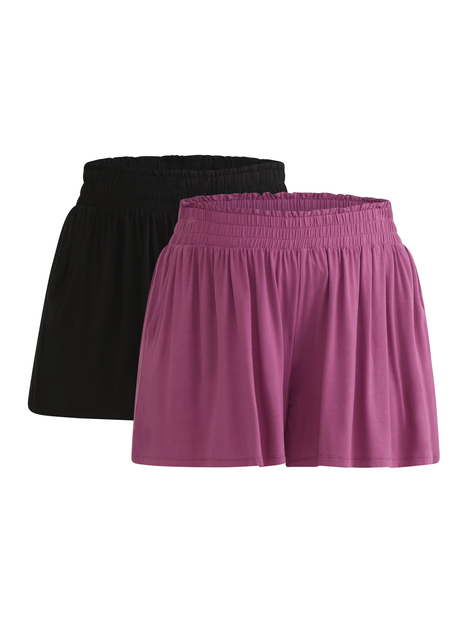 Terra & Sky Women’s Plus Smocked Knit Shorts, 5" Inseam, 2-Pack, Sizes 0X-5X | Walmart (US)