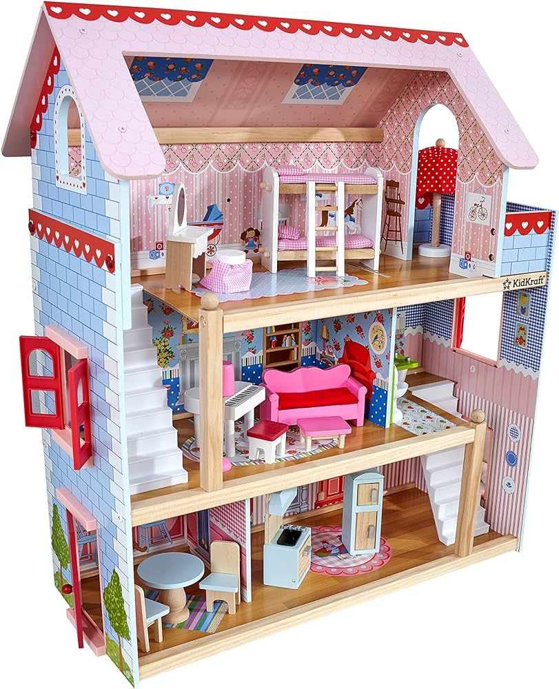 KidKraft Chelsea Doll Cottage Wooden Dollhouse with 16 Accessories, Working Shutters, for 5-Inch ... | Amazon (US)