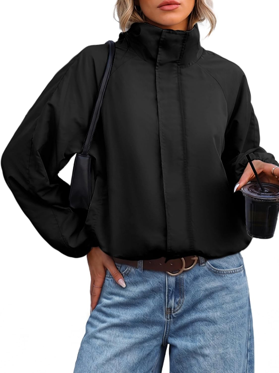 ELLEVEN Funnel Neck Windbreaker Jackets, Casual Lightweight Jackets | Amazon (US)