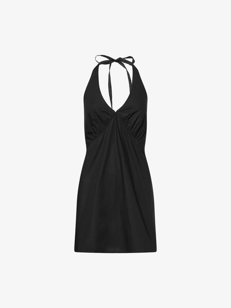 Cinched Halter Cotton Mini Dress | Selfridges