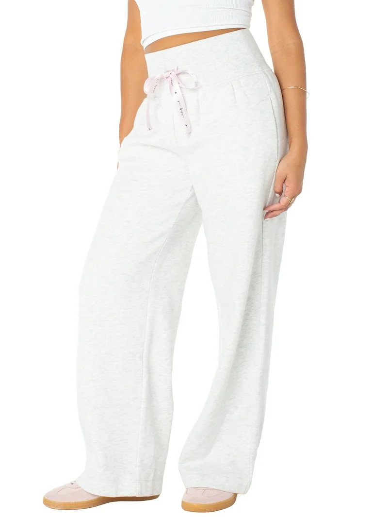 Celebrity Pink Women's Satin Tie Wide Leg Sweatpants, Sizes XS-XXXL | Walmart (US)