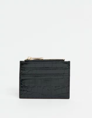 ASOS DESIGN coin purse and cardholder in black croc | ASOS (Global)