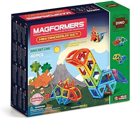 Magformers Mini Dinosaur Set (40 Pieces) Rainbow Colors Magnetic Building Blocks, Educational Mag... | Amazon (US)