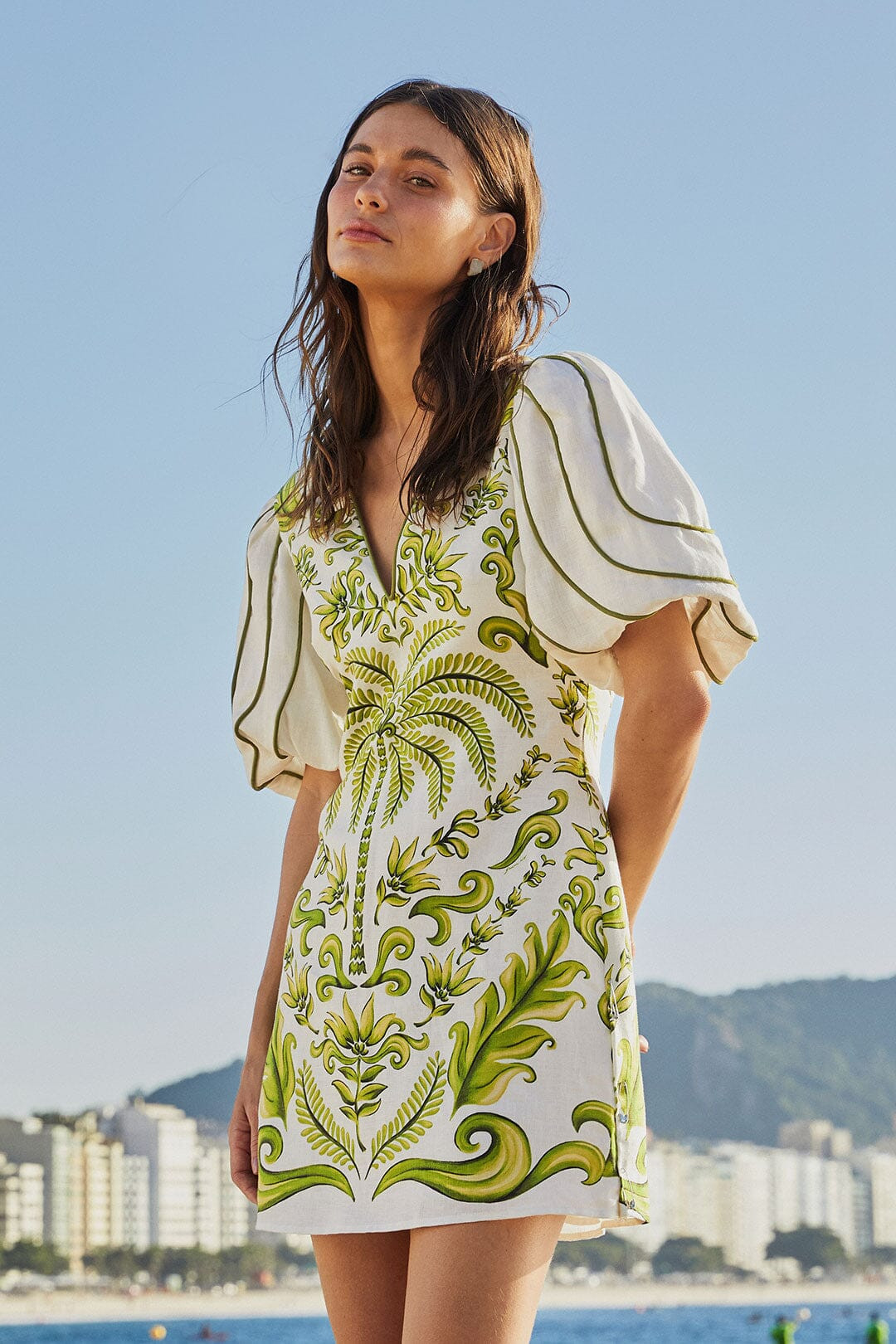 Off-White Milani V Neck Mini Dress, MILANI OFF-WHITE / S | FarmRio (US)