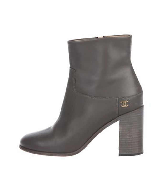 Chanel Leather Ankle Boots Grey Chanel Leather Ankle Boots | The RealReal