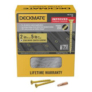 #8 2 in. Tan Exterior Self-Starting Star Flat-Head Wood Deck Screws (5 lbs./453-Pieces) | The Home Depot