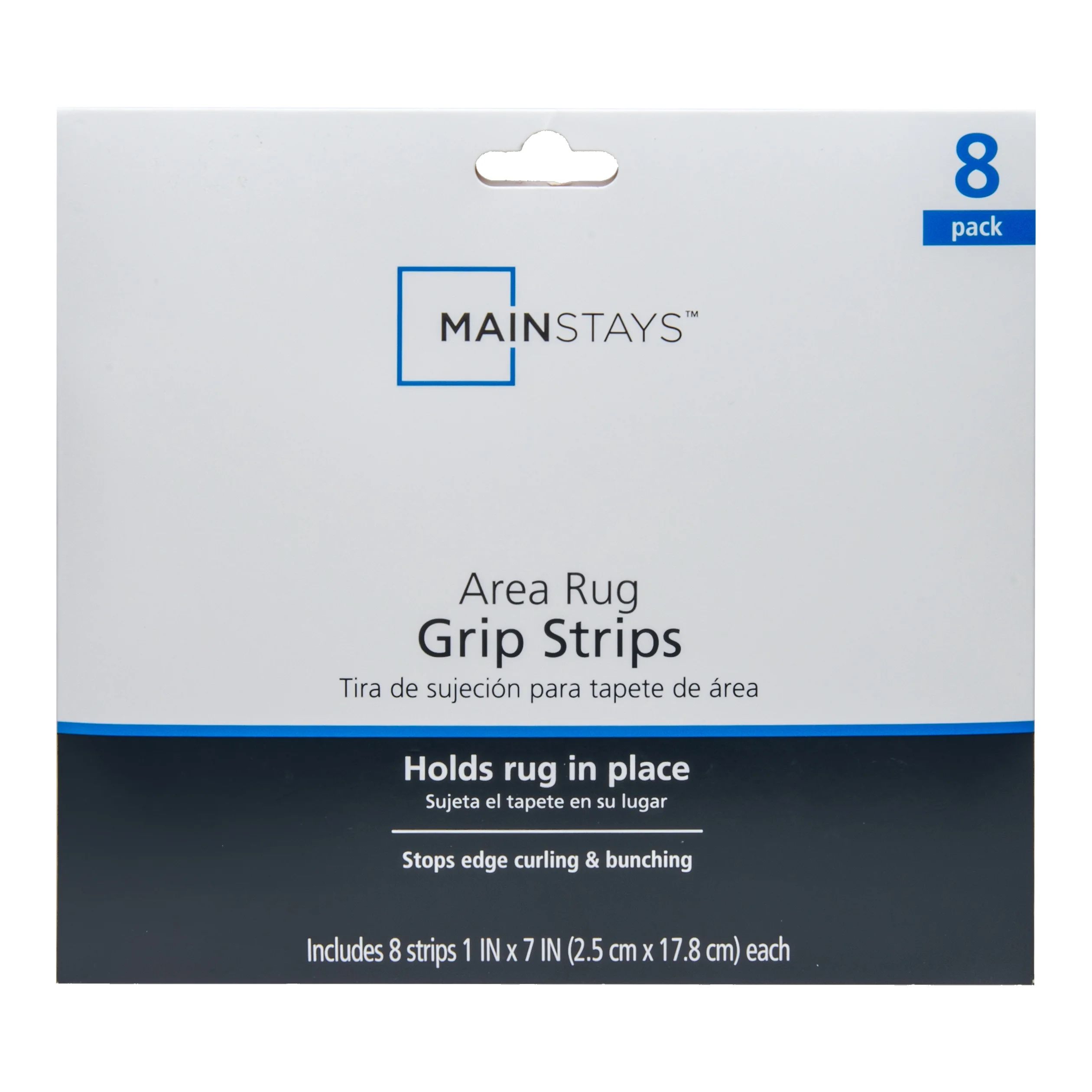 Mainstays Reusable Anti-Slip Rug Grip Strips, Black, 1" x 7", 8 Pack | Walmart (US)