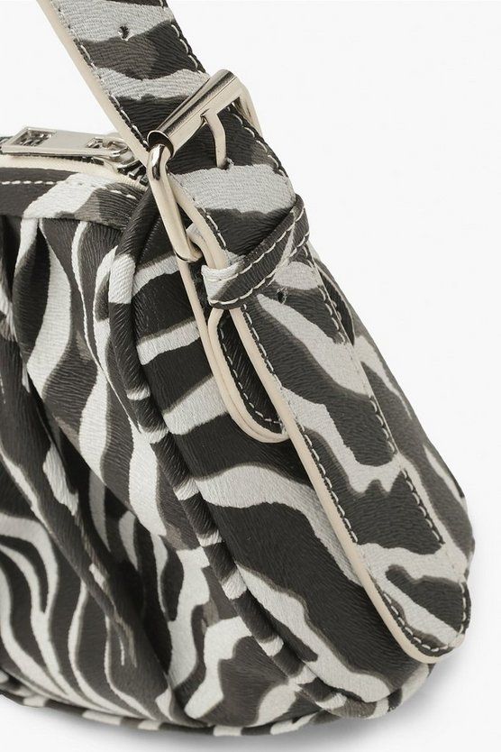 Zebra Print Ruched Underarm Bag | Boohoo.com (US & CA)