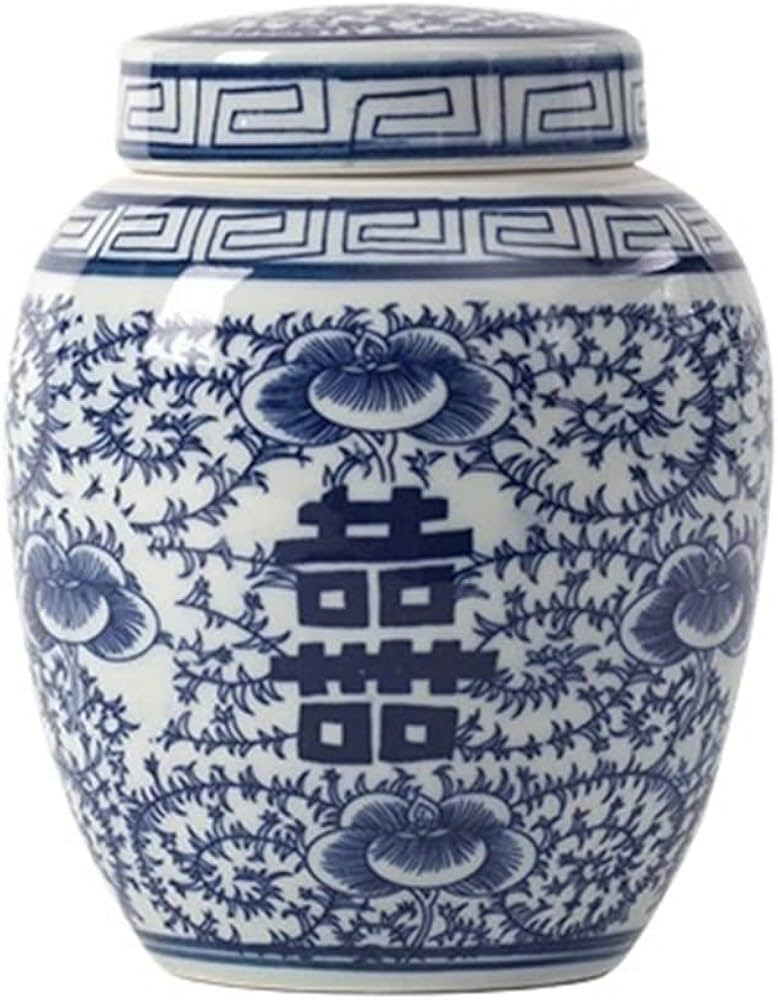 Decorative Ceramic Ginger Jar With Lid For Small Spaces Blue And White Floral Pattern | Amazon (US)