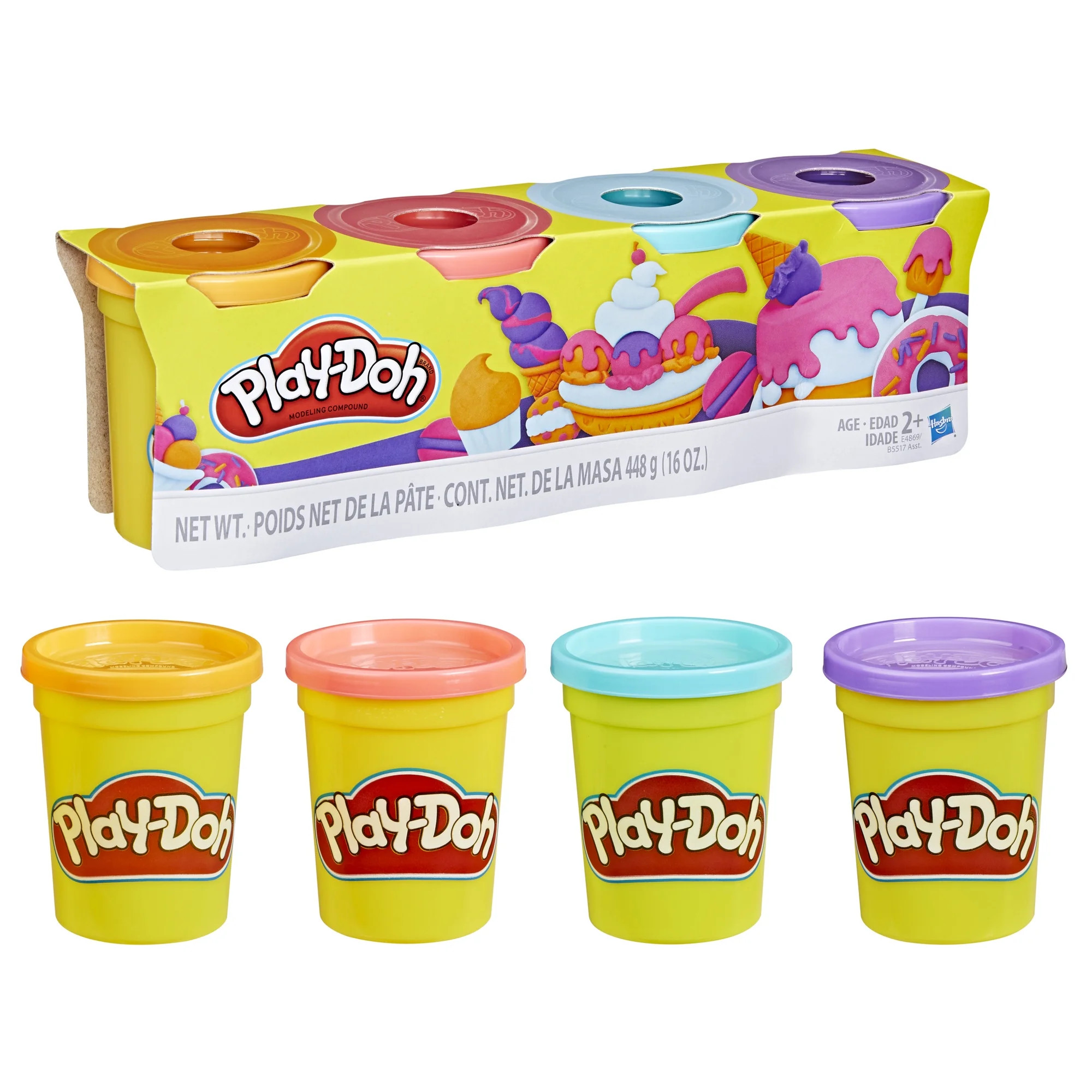 Play-Doh 4-Pack of Sweet Colors Modeling Compound, Blue, Pink, Orange, & Purple, Kids Crafts | Walmart (US)
