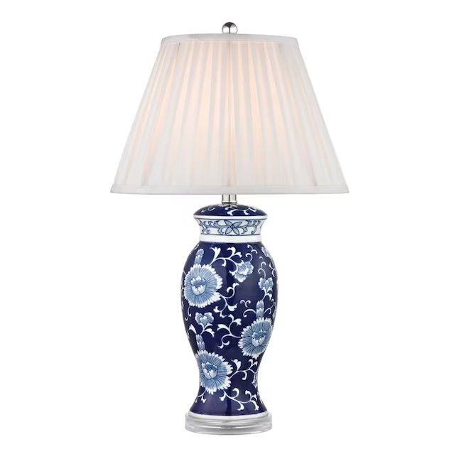 ELK Home Dimond 11-in Blue 3-Way Table Lamp with Linen Shade | Lowe's