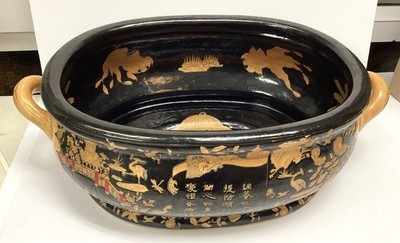 Vintage 20th Century Chinese Black Ceramic Scenery Footbath/Water Basin | eBay | eBay US