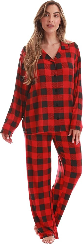 Just Love Super Soft Hacci Button Front Pajama Pant Sets for Women | Amazon (US)