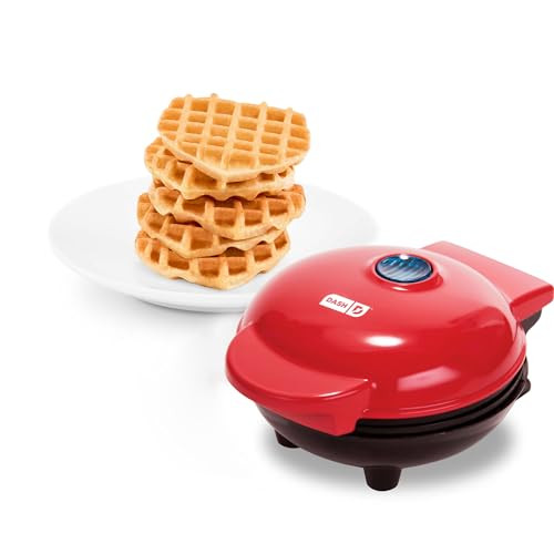 DASH Mini Waffle Maker Machine for Individuals, Paninis, Hash Browns, & Other On the Go Breakfast, Lunch, or Snacks, with Easy to Clean, Non-Stick Sides, Red Heart 4 Inch | Amazon (US)