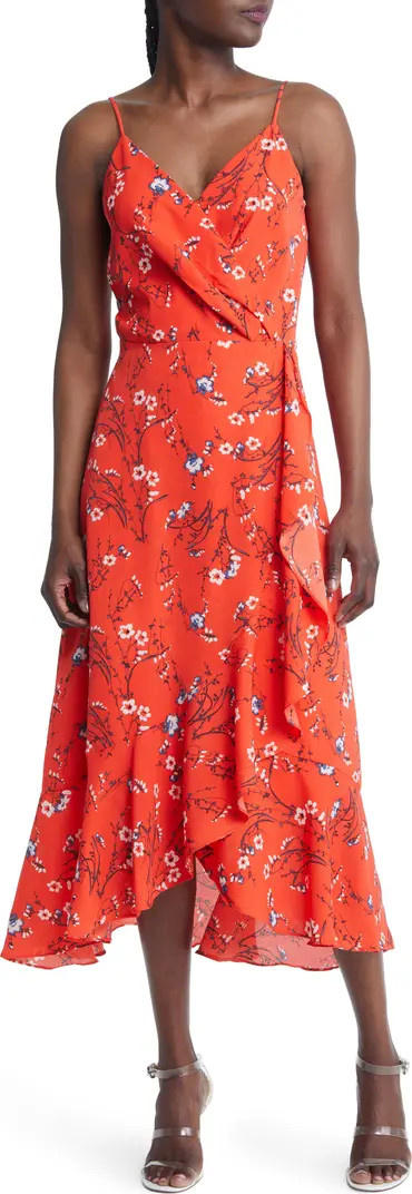 Faux Wrap Floral Midi Dress | Nordstrom