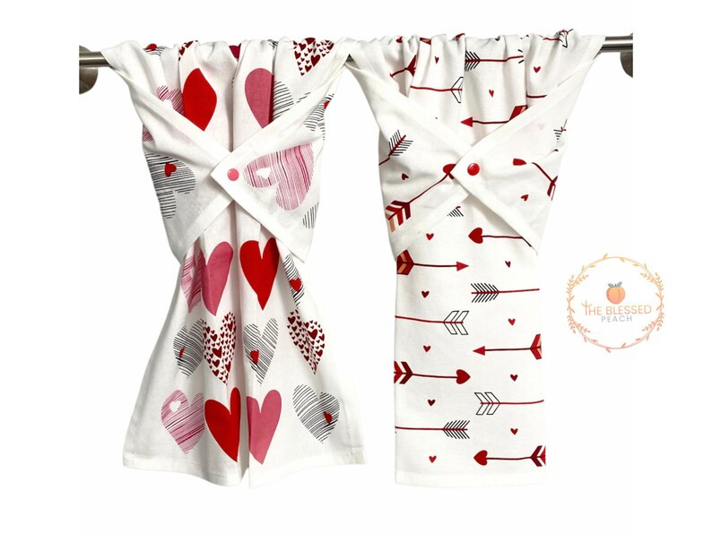 Valentines Day tea towel with hearts, stay put towel, dish drying towel, oven/stove handle towel,... | Etsy (US)