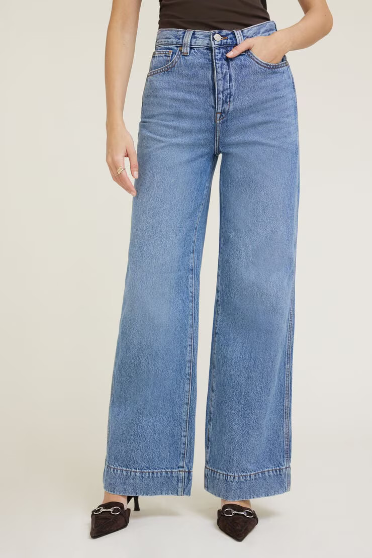 Lennon Ultra High Rise Wide Leg Column Jeans | Dynamite Clothing