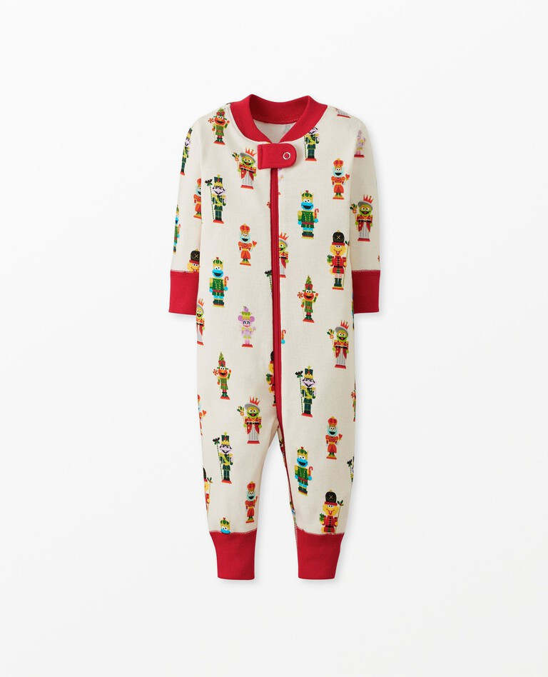 Sesame Street Holiday Print Baby Zip Sleeper | Hanna Andersson