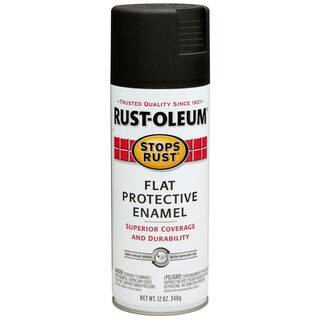 Rust-Oleum Stops Rust 12 oz. Protective Enamel Flat Black Spray Paint 7776830 | The Home Depot