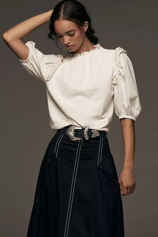 Roya High-Neck Ruched Blouse | Anthropologie (US)