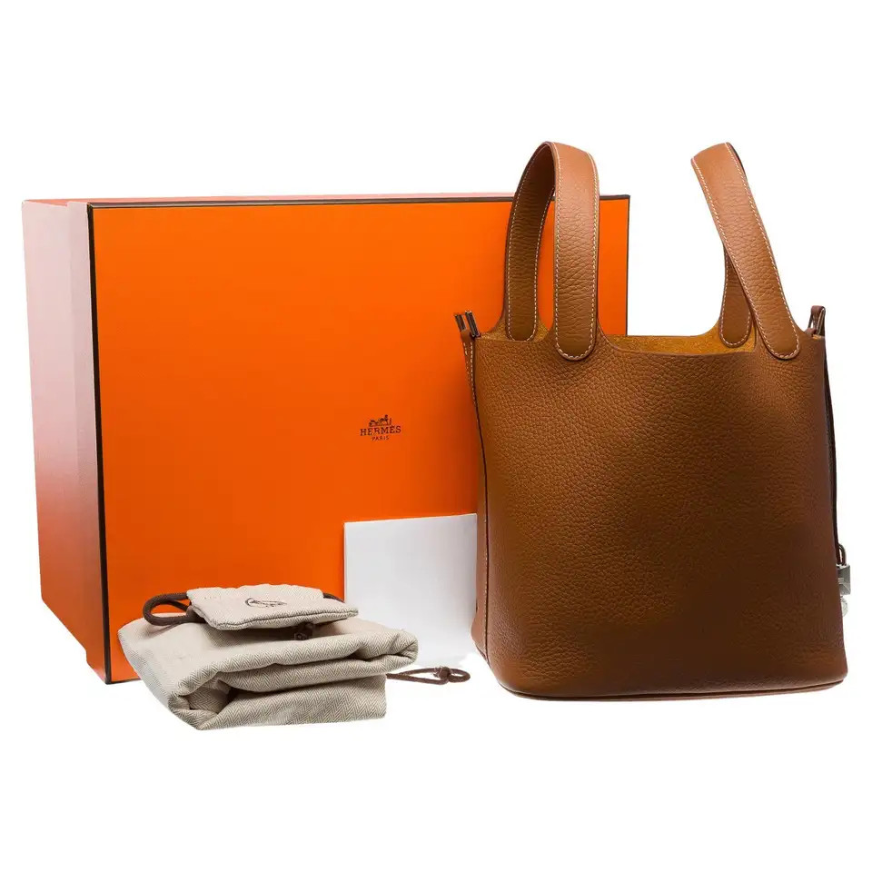 Stunning New Hermès Picotin 22 Lock in Gold Taurillon Clemence leather , PHW | 1stDibs