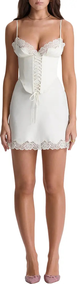 Soraya Lace Trim Satin Minidress with Detachable Corset | Nordstrom