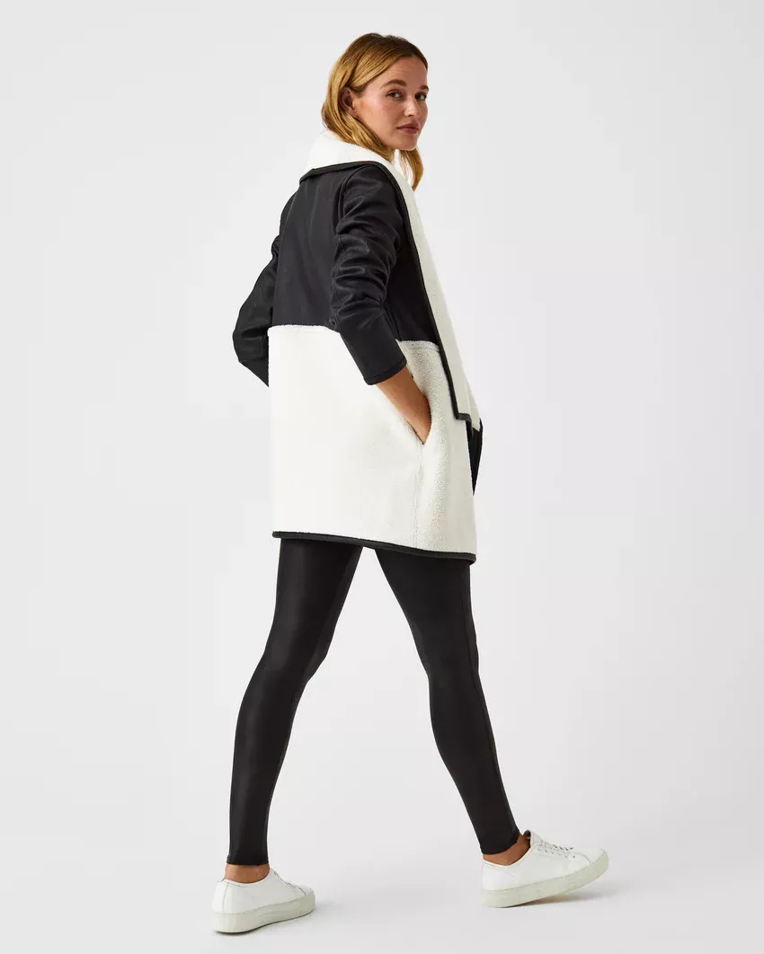 Fleece Leather Long Wrap Jacket curated on LTK