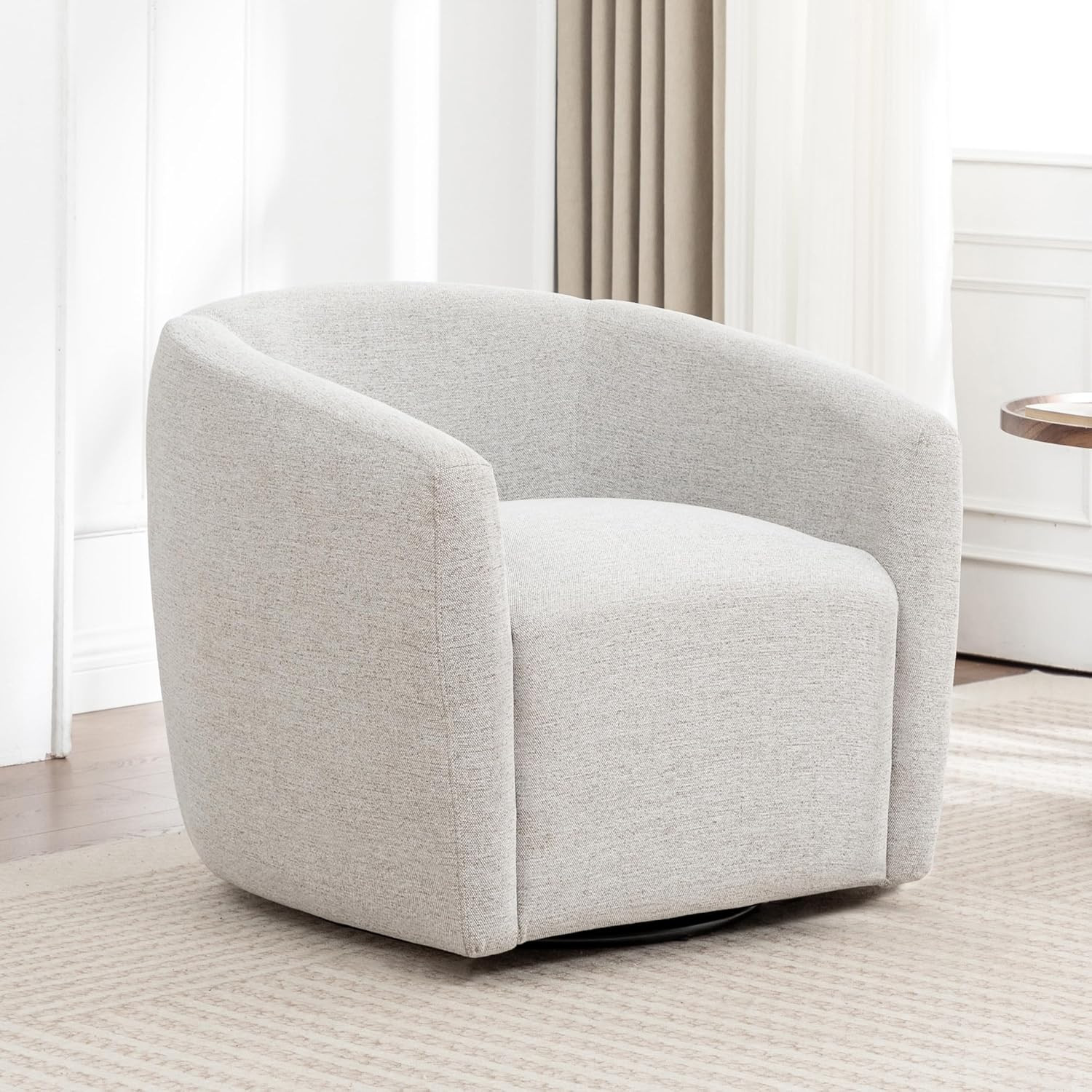 Swivel Accent Chair,Modern Barrel Chair 360 Free Swivel Accent Armchair with Upholstered, Round Comfy Club Chairs for Living Room,Bedroom Study Room, 1, Gray | Amazon (US)