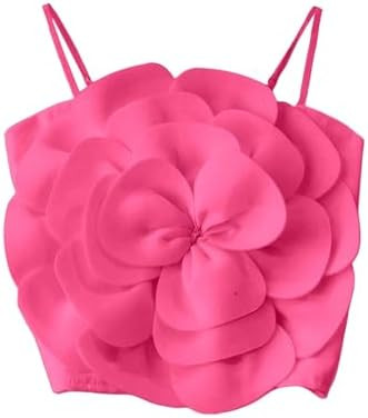 GORGLITTER Women's Flower Backless Summer Going Out Crop Tops Trendy Y2K Boho Sleeveless Cute Vac... | Amazon (US)