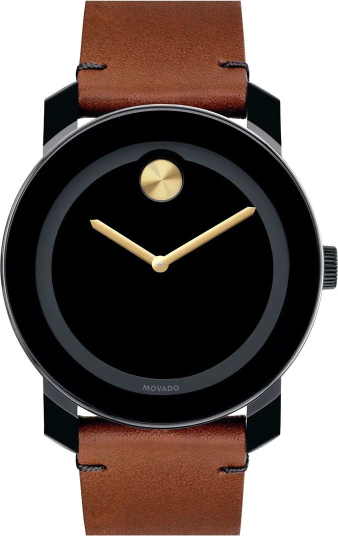 Movado 'Bold' Leather Strap Watch, 42mm | Nordstrom | Nordstrom
