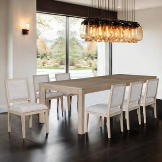 Flonnin Modern 118 in. Tawny Brown 7 Piece Extendable Dining Set Seats 6 | The Home Depot