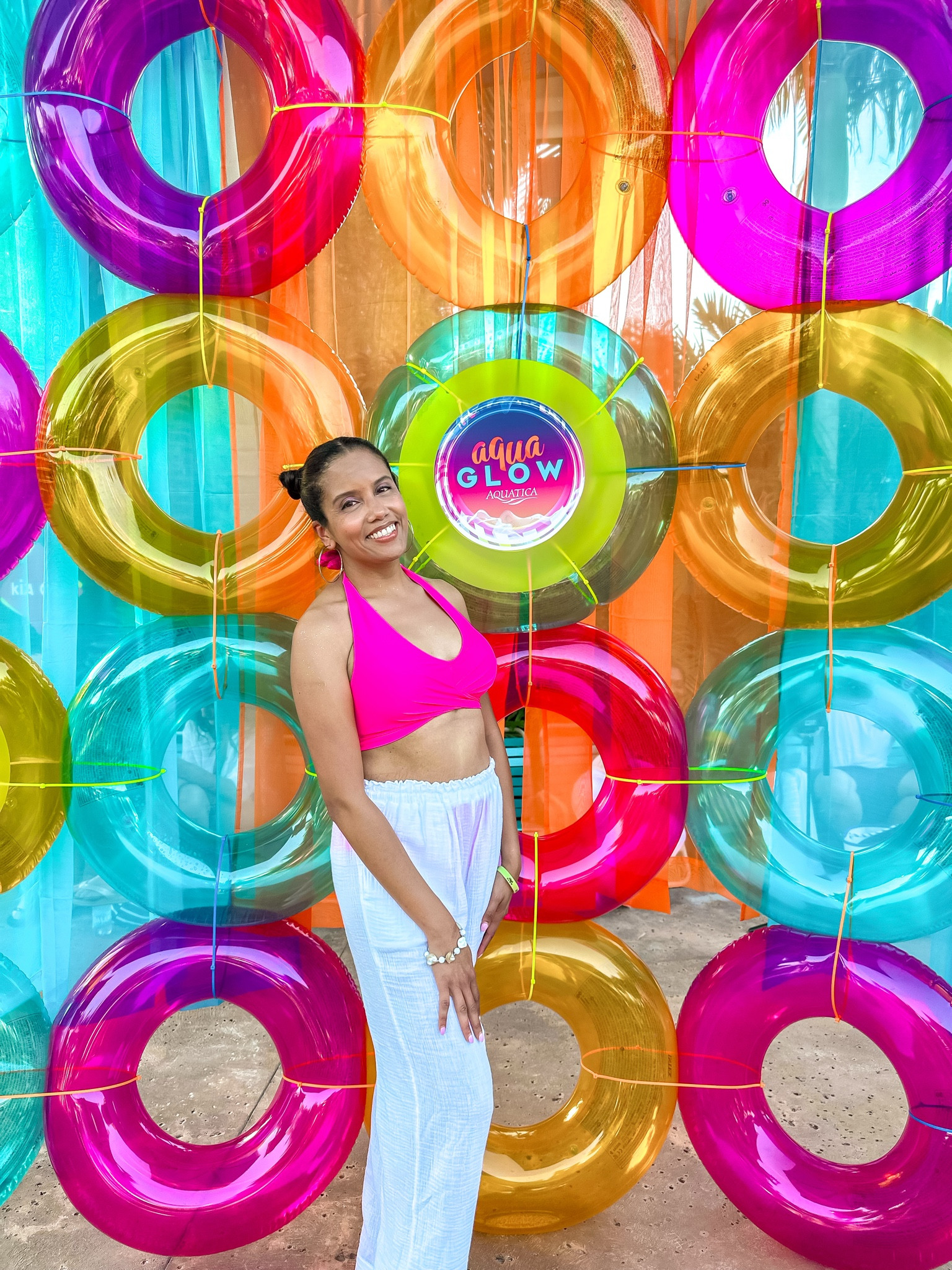 Water park ready💦 Aqua Glow event at Aquatica Orlando Florida theme park summer pink swimsuit coverup 

#LTKSwim