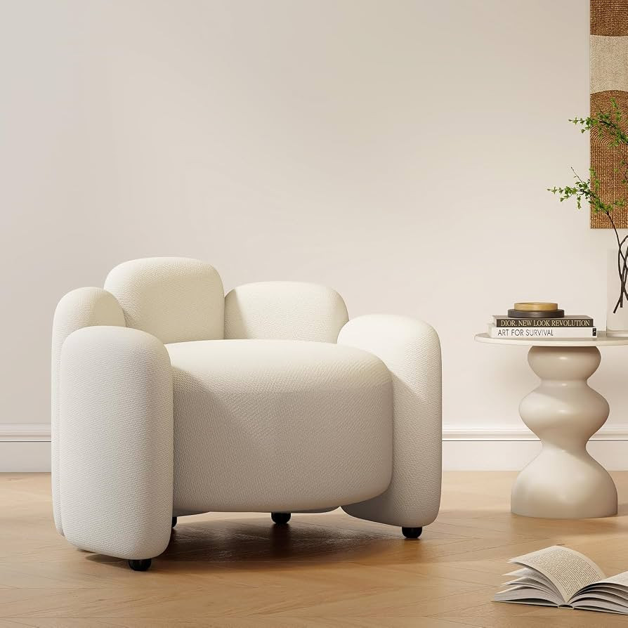 Modern Accent Barrel Chair, Upholstered Chenille Pumpkin Reading Chair, Round Cloud Armchair Bouc... | Amazon (US)