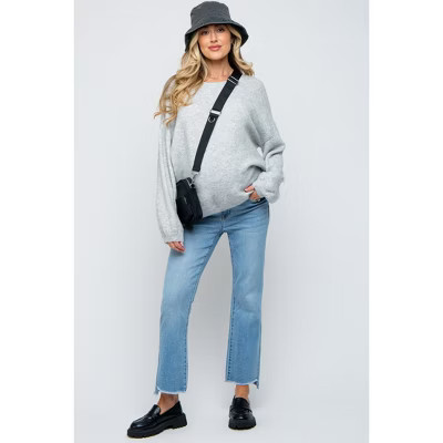 PinkBlush Light Blue Raw Edge Crop Maternity Jeans Light Blue 31 | Target