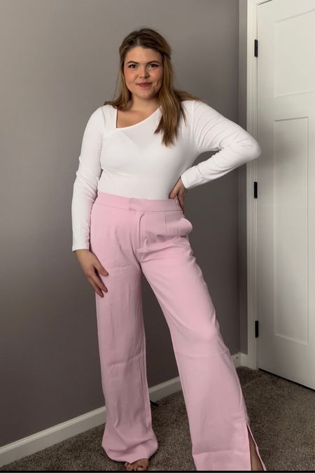 Work outfit inspiration 
Pink trousers size 12, white blazer from amazon XL
Bodysuit from amazon XL
HEELS amazon #midsize #competition 



#LTKFind #LTKworkwear #LTKcurves
