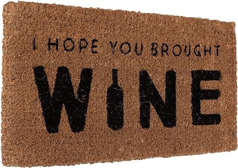 Creative Co-Op I Hope You Brought Wine Coir Doormat, 32" L x 16" W x 1" H, Natural/Black | Amazon (US)