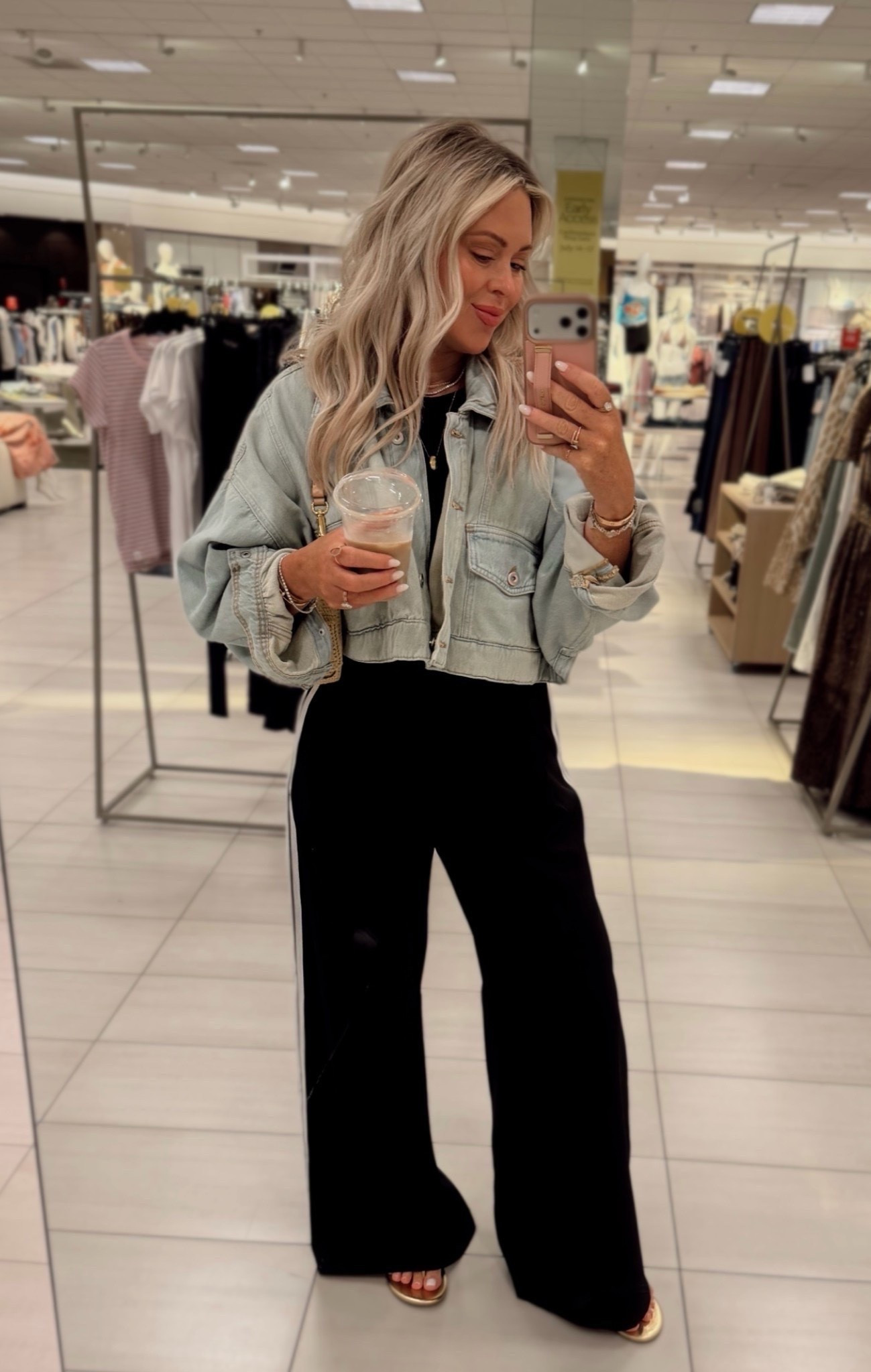 What I wore  to shop the NSALE! My denim jacket sold out but linking similar. Love this thing! I did XS/s and pants in small. 

Fall style. Sale. Track pants. Fall outfits

#LTKSeasonal #LTKootd #LTKSaleAlert