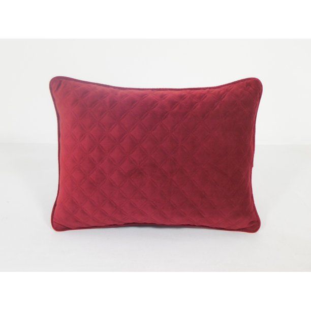 Better Home & Gardens Quilted Velvet Oblong Pillow, 14"x 20", Red | Walmart (US)