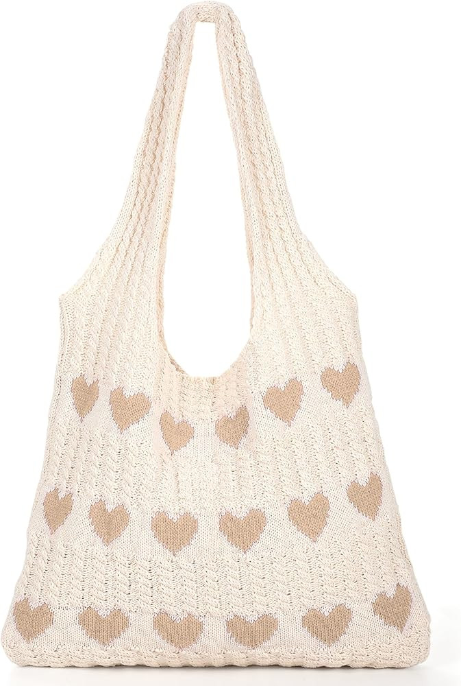 WHIPPY Crochet Mesh Beach Tote Bag Summer Vacation Aesthetic Shoulder Bag Handbags Boho Knit Bag ... | Amazon (US)