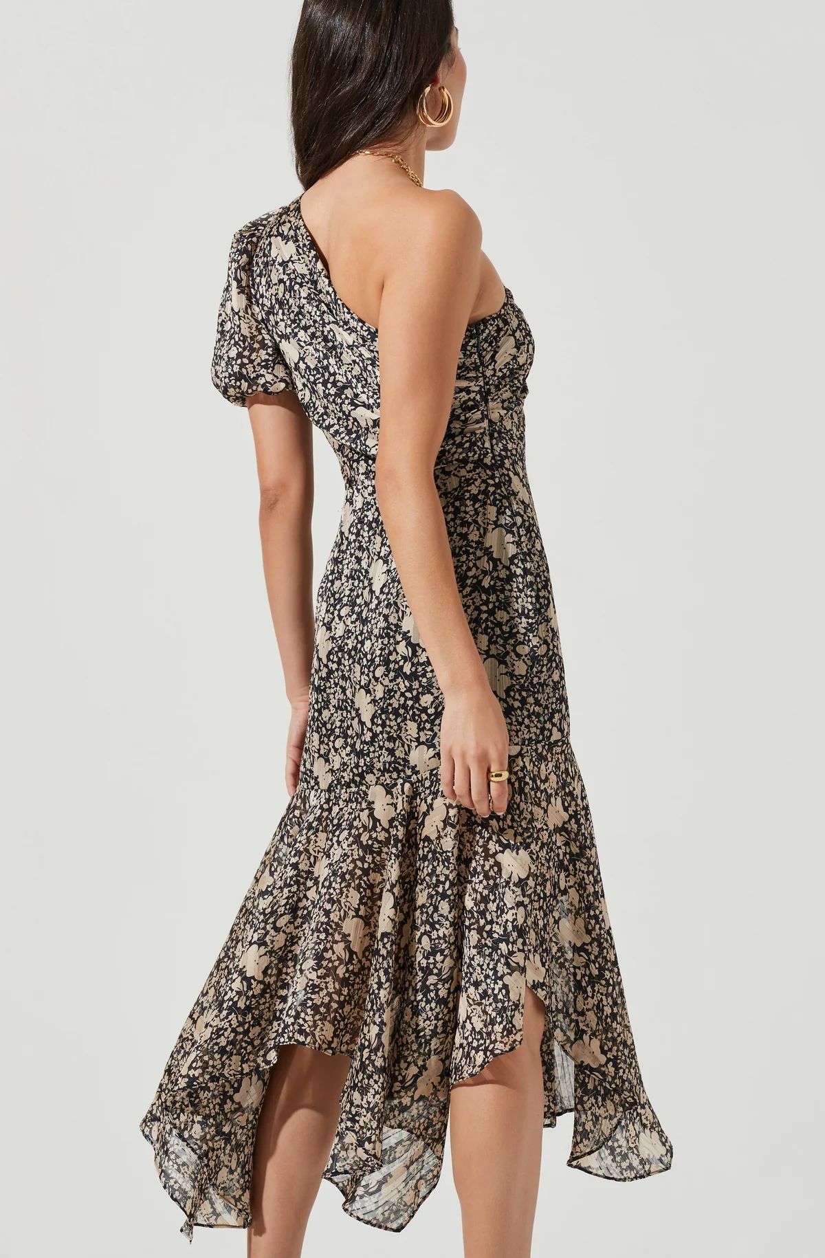 Santorini Floral One Shoulder Midi Dress | ASTR The Label (US)