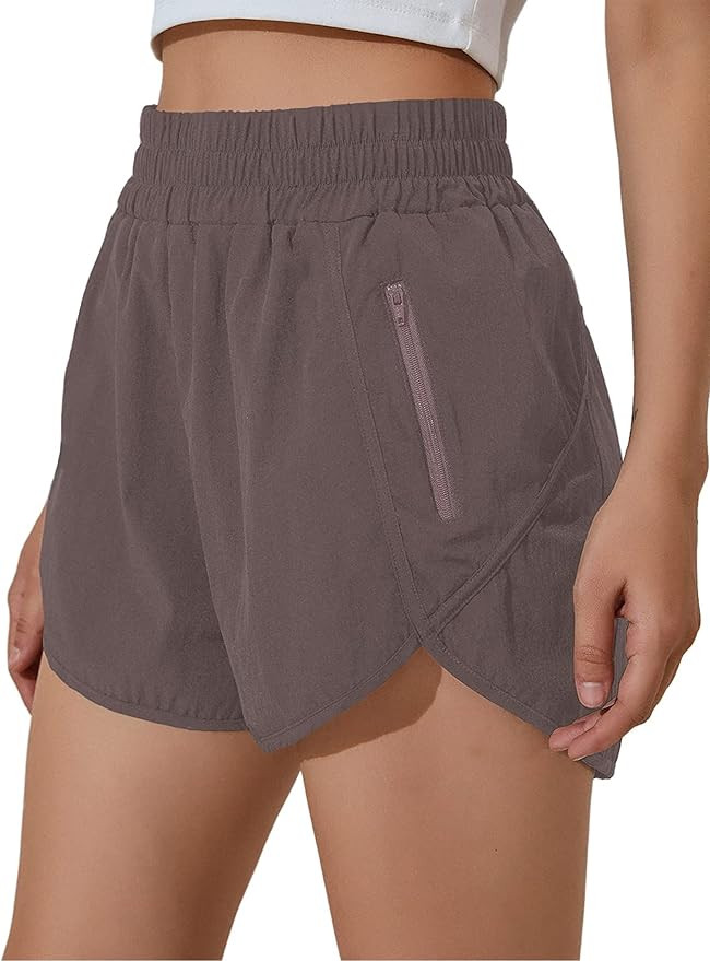 BMJL Women's Running Shorts Elastic High Waisted Shorts Pocket Sporty Workout Shorts Quick Dry At... | Amazon (US)
