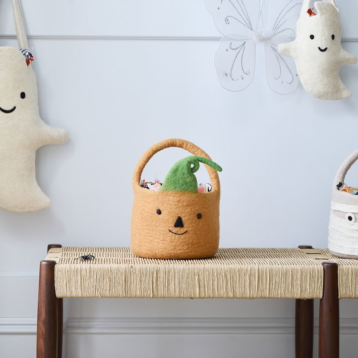 Halloween Felt Happy Pumpkin Treat Bucket | West Elm (US)