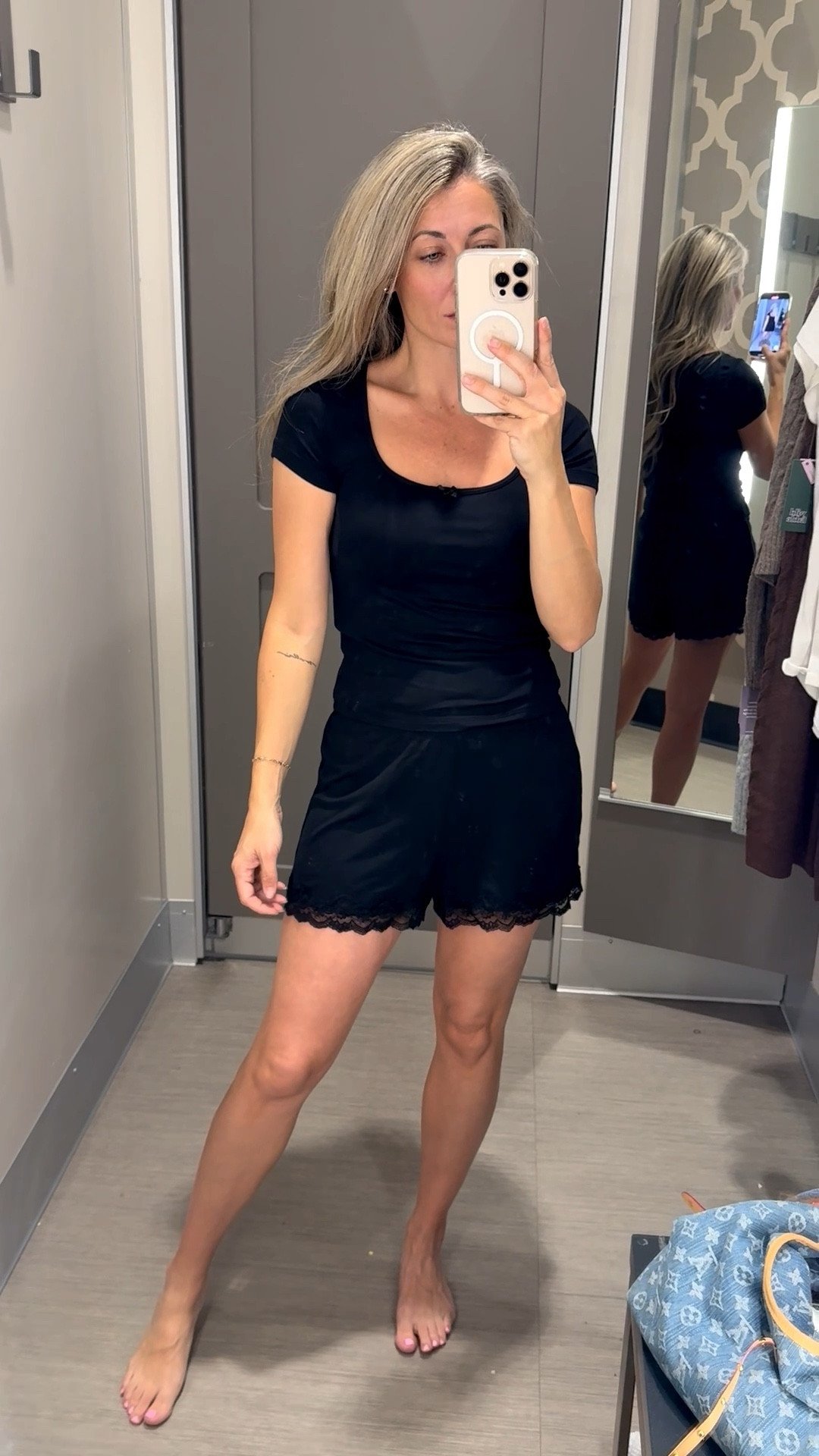 Literally, Target has THE BEST pjs sets!!!! This dainty top and lace short set comes in multiple colors! Thinking of also getting this in red! It’s so pretty! This set is perfect for giving as a gift! It’s only $20 ! Wearing an XS! 

#LTKHoliday #LTKOver40 #LTKGiftGuide